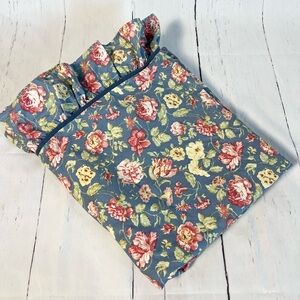 Waverly garden room blue floral queen flat sheet with ruffle